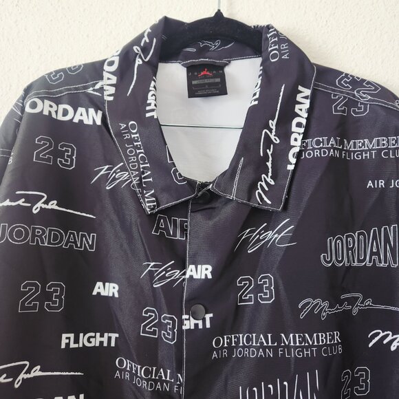 Air Jordan Flight Club MVP Jacket Men Size Large Loose Fit Black Logo Print
